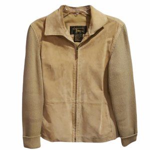 Fabio Leather Jacket with Knit Sleeves Size M